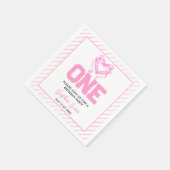 かわいいピンクボウコケット1歳の誕生日 スタンダードカクテルナプキン (角)