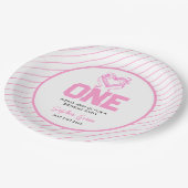 かわいいピンクボウコケット1歳の誕生日 ペーパープレート (アングル)