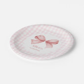 かわいいピンクボウコケット1歳の誕生日 ペーパープレート (アングル)