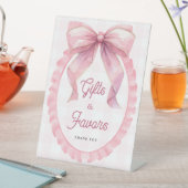 かわいいピンクボウコケット1歳の誕生日 台座サイン (インサイチュ)