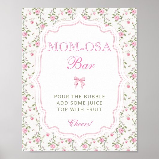 かわいいピンクボウラブシャックベビーシャワーママモサバー ポスター (正面)