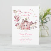 かわいいピンクボウリトルカボチャ秋ベビーシャワー 招待状 (スタンド正面)