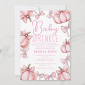 かわいいピンクボウリトルカボチャ秋ベビーシャワー 招待状 (正面)