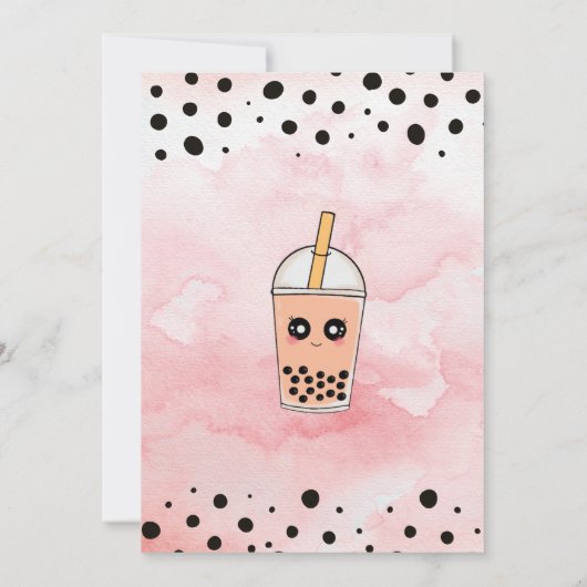 かわいいピンクボバティーガールバースデーパーティーの招待状 招待状 (裏面)