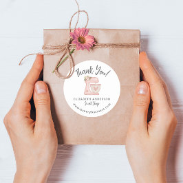 かわいいピンクミキサーベーカリービジネスサンキューステッカー ラウンドシール