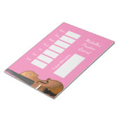 かわいいピンクミュージカルバイオリン練習記録 ノートパッド (アングル)