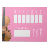 かわいいピンクミュージカルバイオリン練習記録 ノートパッド (正面)