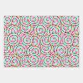 かわいいピンクミントデザートカップケーキドーナツ ラッピングペーパーシート (正面3)