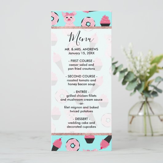 かわいいピンクミントピギードナツアイスクリームコーンパターン メニュー (スタンド正面)