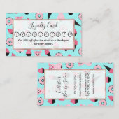 かわいいピンクミントピギードナツアイスクリームコーンパターン ロイヤリティカード (正面/裏面)