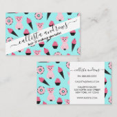 かわいいピンクミントピギードナツアイスクリームコーンパターン 名刺 (正面/裏面)