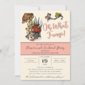 かわいいピンクメリームスルームクリスマスホリデーパーティー 招待状 (正面)