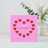かわいいピンクモダンの赤いハートカスタムバレンタインデー カード (スタンド正面)