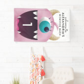 かわいいピンクモンスターの誕生会年齢 横断幕 (インサイチュ)