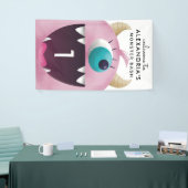 かわいいピンクモンスターの誕生会年齢 横断幕 (トレードショー)