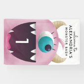 かわいいピンクモンスターの誕生会年齢 横断幕 (横)