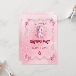 かわいいピンクユニコーンの魔法の誕生日パーティーカード カード