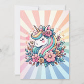 かわいいピンクユニコーンをテーマにした少女の誕生日招待状 招待状 (裏面)