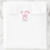 かわいいピンクユニコーンウォーター花模様誕生日 ラウンドシール (バッグ)