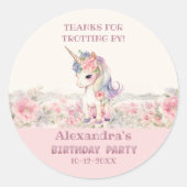 かわいいピンクユニコーンガール誕生日ありがとう ラウンドシール (正面)