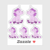 かわいいピンクユニコーンスケッチガールキッズ シール (シート)