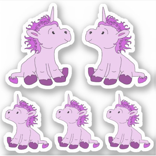 かわいいピンクユニコーンスケッチガールキッズ シール (正面)