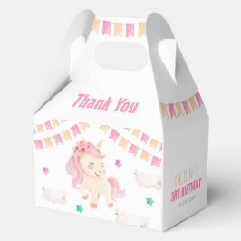かわいいピンクユニコーンバンティング国旗の誕生日 フェイバーボックス