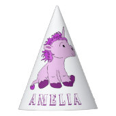 かわいいピンクユニコーンパターン子供の誕生日パーティー帽子 パーティーハット (正面)