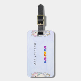 かわいいピンクユニコーン柄の名前入り ラゲッジタグ