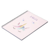 かわいいピンクユニコーン蝶顔は魔法 ノートブック (左側)