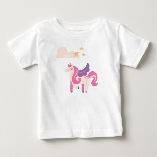 かわいいピンクユニコーン ベビーTシャツ (正面)