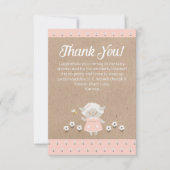 かわいいピンクラムガールベビーシャワーサンキューカード サンキューカード (正面)