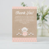 かわいいピンクラムガールベビーシャワーサンキューカード サンキューカード (スタンド正面)