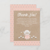 かわいいピンクラムガールベビーシャワーサンキューカード サンキューカード (正面/裏面)