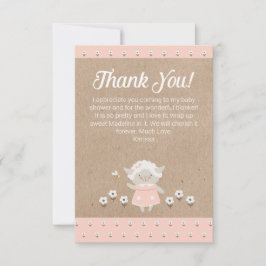 かわいいピンクラムガールベビーシャワーサンキューカード サンキューカード