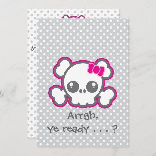 かわいいピンクリボスカルハローウィンパーティ招待状 招待状 (正面/裏面)