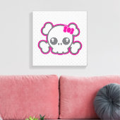 かわいいピンクリボンスカルキャンバスプリント キャンバスプリント (インサイチュ (リビング))