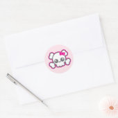 かわいいピンクリボンスカルシール ラウンドシール (封筒)