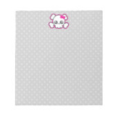 かわいいピンクリボンスカルメモ帳 ノートパッド (正面)