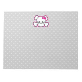 かわいいピンクリボンスカルメモ帳 ノートパッド