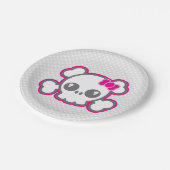 かわいいピンクリボンスカル紙プレート ペーパープレート (アングル)