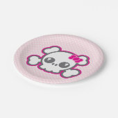 かわいいピンクリボンスカル紙プレート ペーパープレート (アングル)