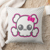 かわいいピンクリボンスカル装飾用クッション クッション (ブランケット)