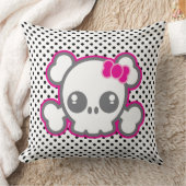 かわいいピンクリボンスカル装飾用クッション クッション (ブランケット)