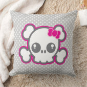 かわいいピンクリボンスカル装飾用クッション クッション (ブランケット)