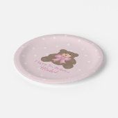 かわいいピンクリボンテディベアーガールバースデーパーティー ペーパープレート (アングル)