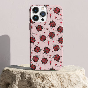 かわいいピンクレディバグハートラブバグイラストレーション iPhone 11 ケース