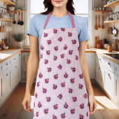 かわいいピンクレディバグ水玉模様ハートパターン エプロン