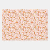 かわいいピンクレトロクリスマスディスコレインボーサンタ ラッピングペーパーシート (正面3)