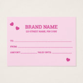 かわいいピンクレトロハートギフトカード (裏面)